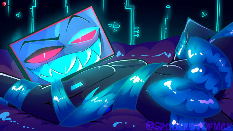 PlayMat design for a Valentines Day merch of Vox from Hazbin Hotel