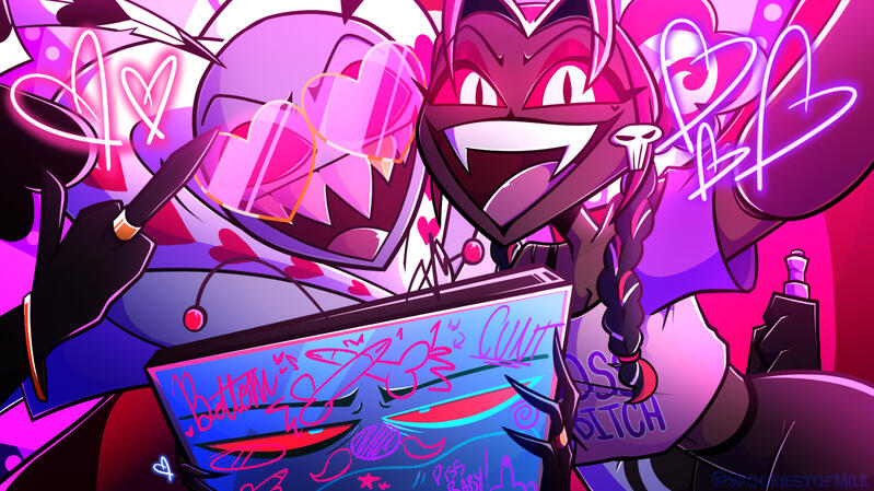 A fun poster design I made based off the group in the hit show Hazbin Hotel called The Vees.